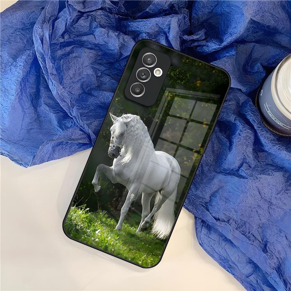 Чехол для телефона с изображением животного Лошадь для Samsung S24 S30 S21 S23 S20 S22 Fe S10 E S9 Note 20 10 Pro Ultra Plus стеклянная Крышка