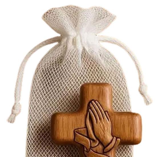Carved Prayer Hand Pocket Hug with Inspirational Card Portable Wooden Patriotic Faith Token Decoration Christian Religious Gifts