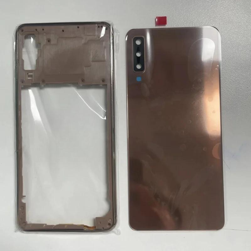 Полный корпус для Samsung Galaxy A750 A7 2018 SM-A750F задняя крышка аккумулятора стеклянный корпус телефона средняя рамка