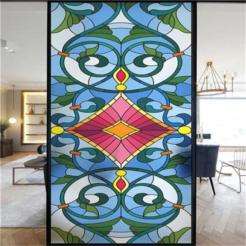 Оконная пленка, матовая витражная пленка, церковная статическая липкая пленка для конфиденциальности, самоклеящаяся наклейка на окно, кухня, офис, домашний декор
