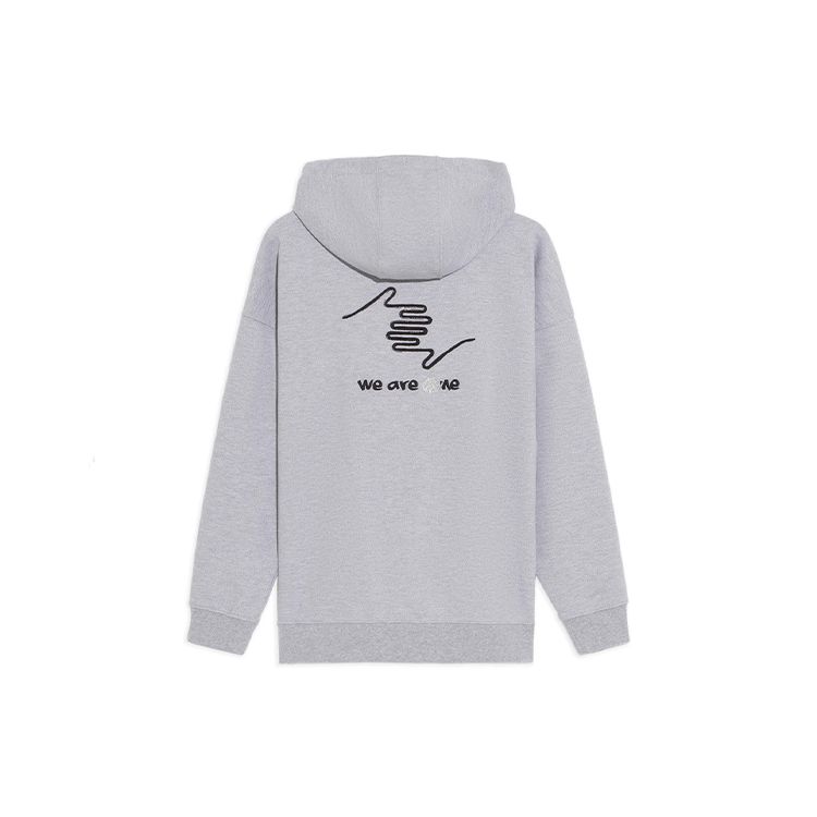 Li-Ning Свободная толстовка с капюшоном Wade Series с принтом букв, унисекс, серая AWDS113-3
