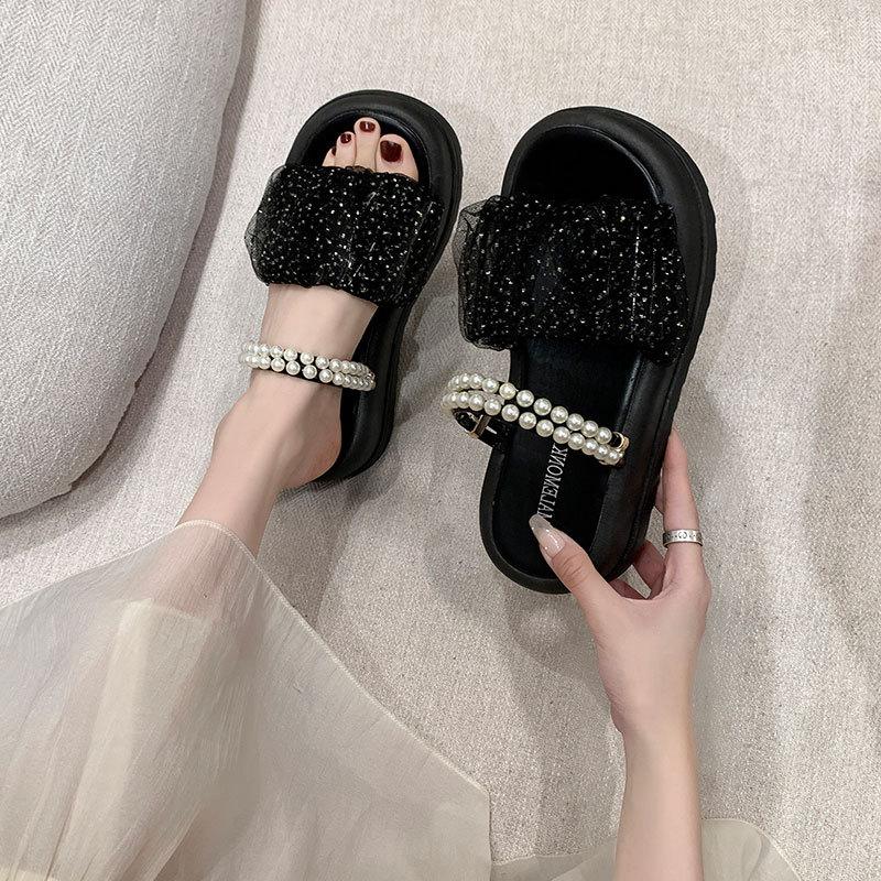 With Skirts, Slippers, and Ins2025 Summer New Fairy Style Two Wear Thick-soled Wedge Heels, Small Fragrant Sandals