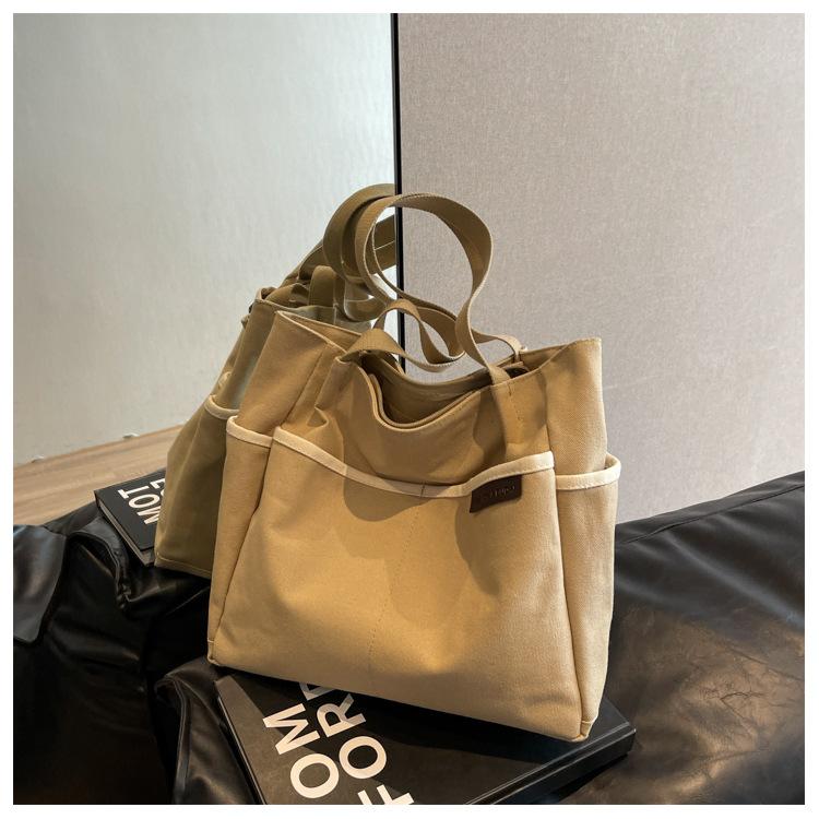 Большая вместительная холщовая сумка-тоут, женская сумка, студенческая сумка через плечо для студентов колледжа