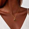 Tiger Eye Natural Stone Necklace for Women Stainless Steel Gold Plated Geometric Stone Pendant Necklace  Aesthetic Jewelry Gift
