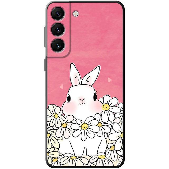 Чехол для телефона «Цветок любви», розовый милый кролик, для Samsung Galaxy S22 S21 S20 Fe Ultra S10 S9 S8 Plus S10e Note 20ultra 10plus Shell