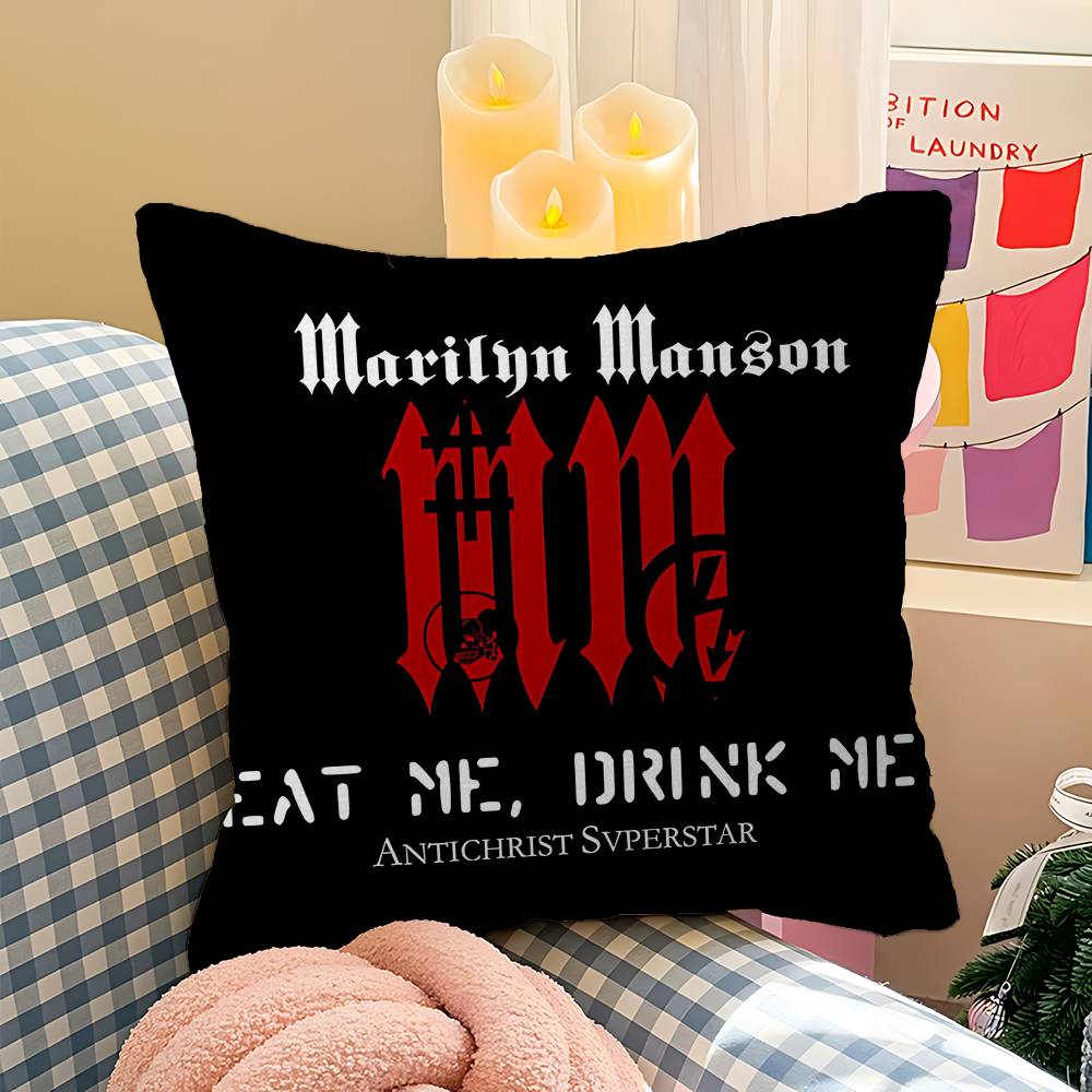 Classic Rock Band M-Marilyn M-Manson Pillow Gift Home Office Decoration Bedroom Sofa Car Cushion Cover Case 45X45