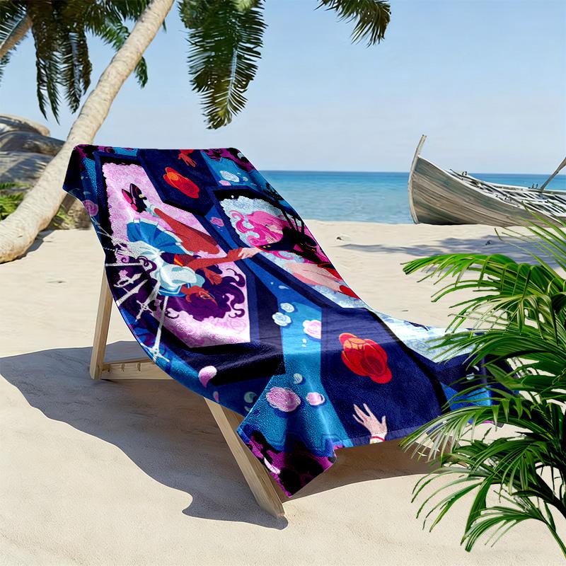 Girl-themed graphic design 2D Flat Print Beach Towel, Large Soft Quick Dry Towel for Beach Camping SwimmingXSTJ0915454