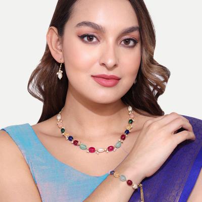 Королевский комплект ожерелья, комплект ожерелья с камнем Джайпури, ожерелье с зеленым изумрудом Джайпури, индийские свадебные украшения