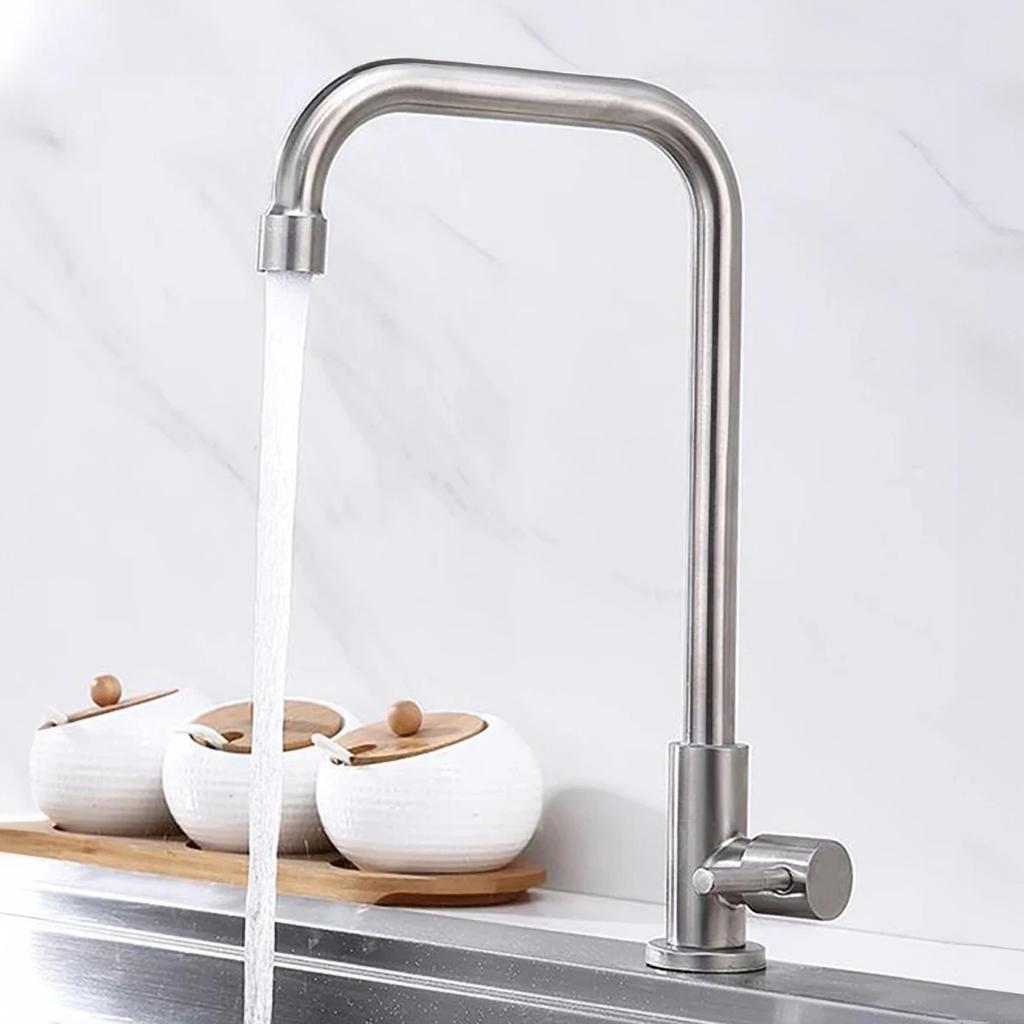 Kitchen Stainless Steel Matte Faucet Deck Sinks Universal Cold Hot Mixer Water Tap 360 Degree Swivel Kitchen Tap