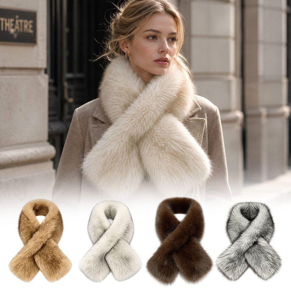 Pull Through Plush Neck Scarf Faux Fox Fur Fur Neck Warmer New Winter Fur Collar Cold Weather Wear