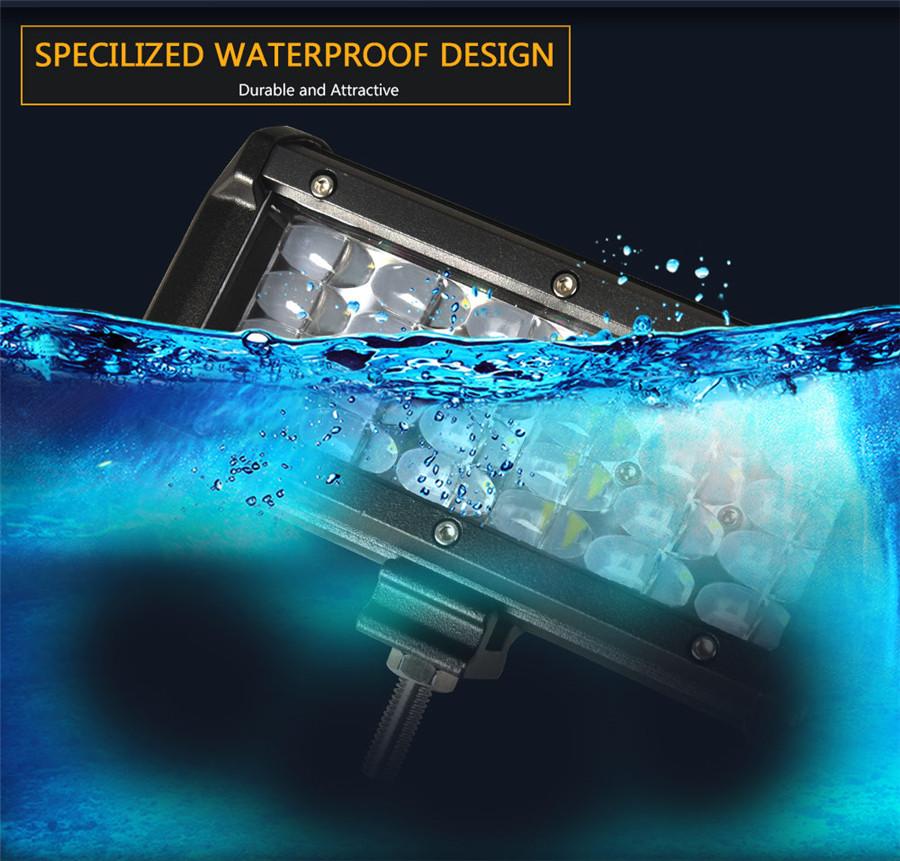 6.5" 72W Quad Row Light Bar LED Flood Work Light Flood Light for Truck Car ATV