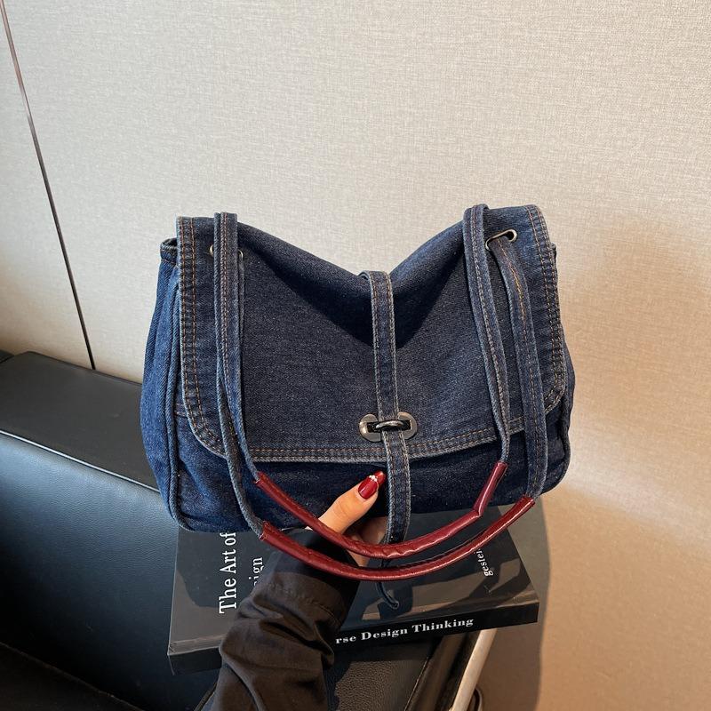 Простая джинсовая сумка женская новая популярная повседневная сумка через плечо большой вместимости сумка-тоут модная сумка-мессенджер