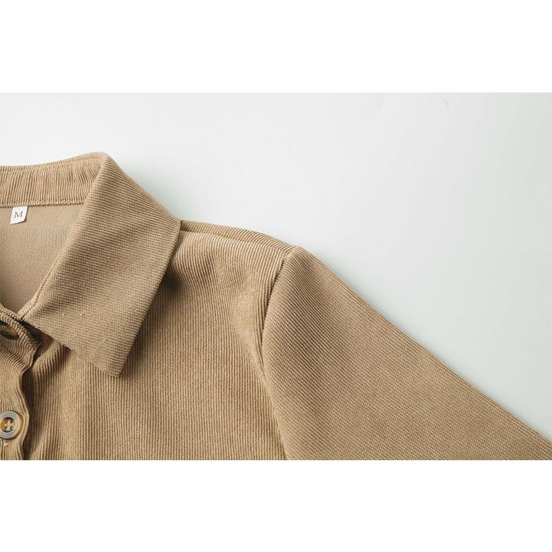 Женское вельветовое платье-рубашка с длинным рукавом на пуговицах, миди-макси, осенне-зимнее