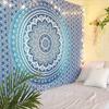 Индийская традиционная мандала хиппи настенное украшение, хлопковый гобелен омбре покрывало в стиле бохо (синий)
