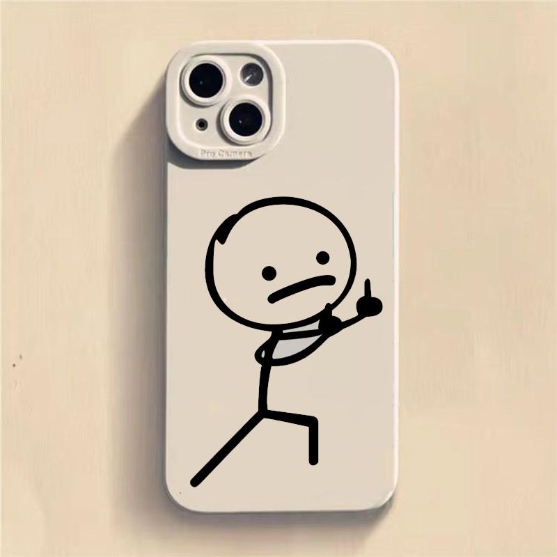 Cute Cartoon Matchman Matte Silicone Phone Case For iPhone 16 11 12 13 14 15 Pro Max XR XS X 7 8 Plus SE2 16E Soft Back Cover