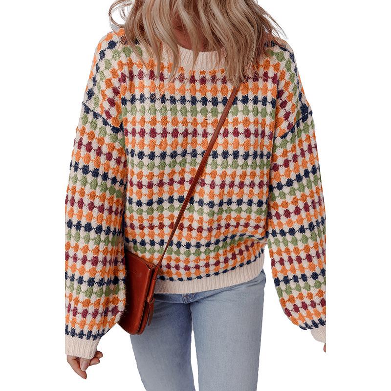 Women's Fashion Multi-color Print Knit Pullover - Autumn 2025 Arrival
