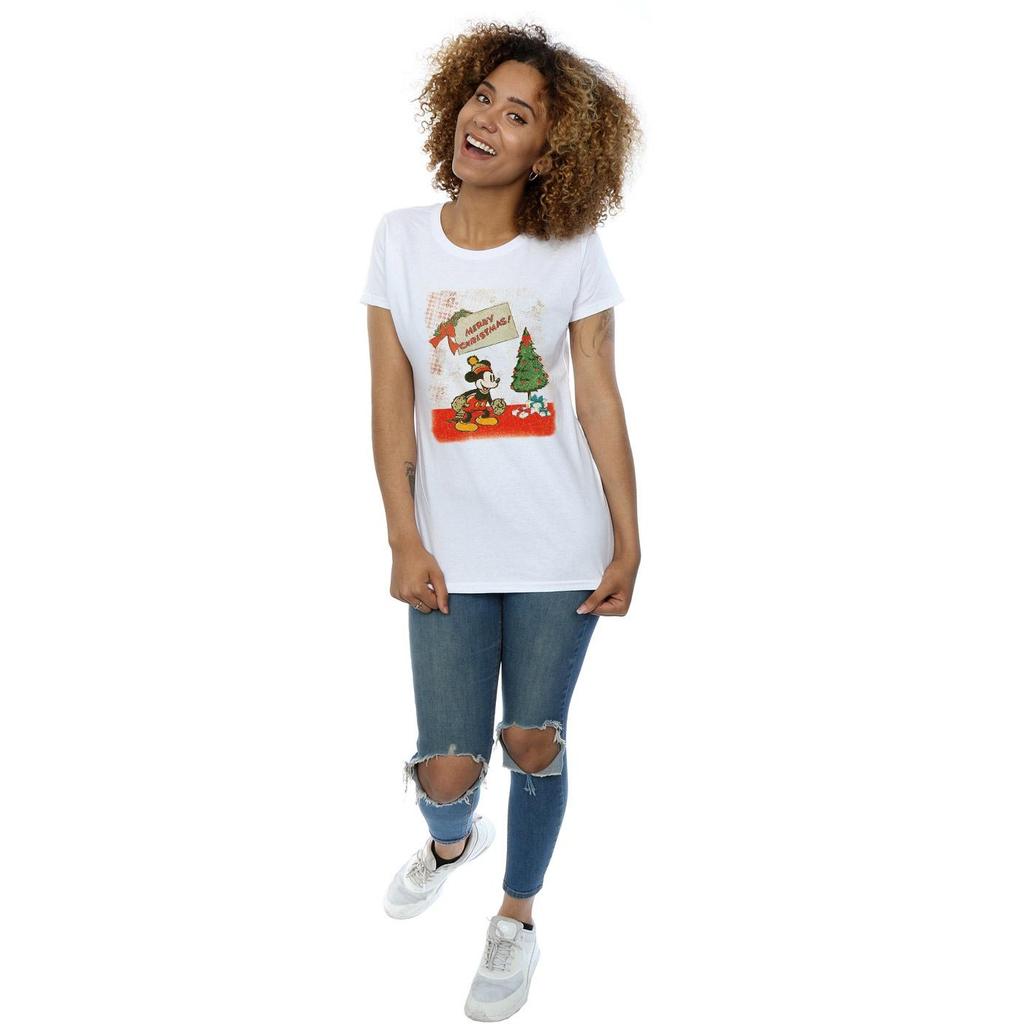 Disney Womens/Ladies Mickey Mouse Vintage Christmas Cotton T-Shirt