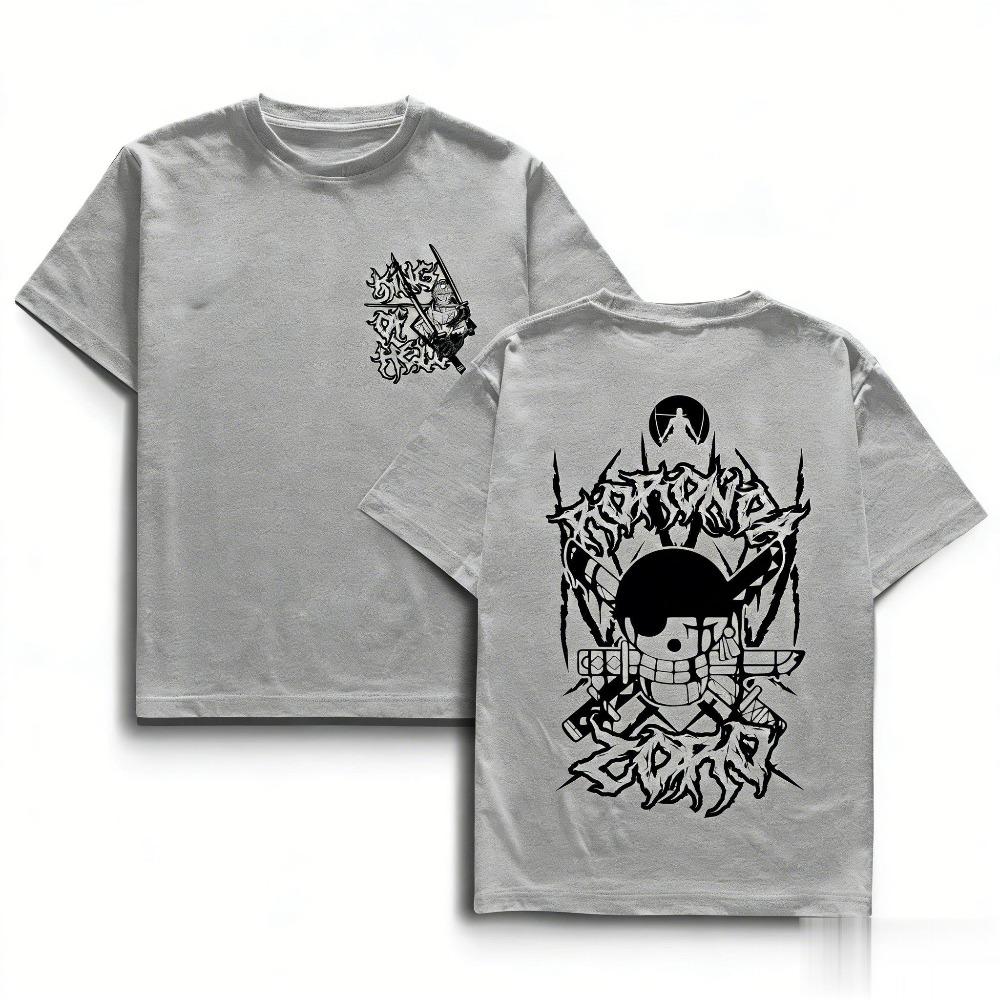 Unisex Cotton Tshirt ONE PIECE Roronoa Zoro 2026 Summer New Product Harajuku Anime Printed Loose Parent Child Short Sleeve