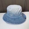 Gradual change embroidery letters cowboy mountaineering hat women's big eaves bucket hat big head circumference showing face small mountaineering sun