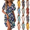 Women's Casual Fashion Dress Vintage Floral Floral Short Sleeve V-neck Dress
