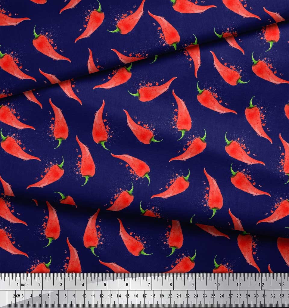 Soimoi Черная полиэстеровая креповая ткань с принтом овощей чили, ярд, 42 дюйма