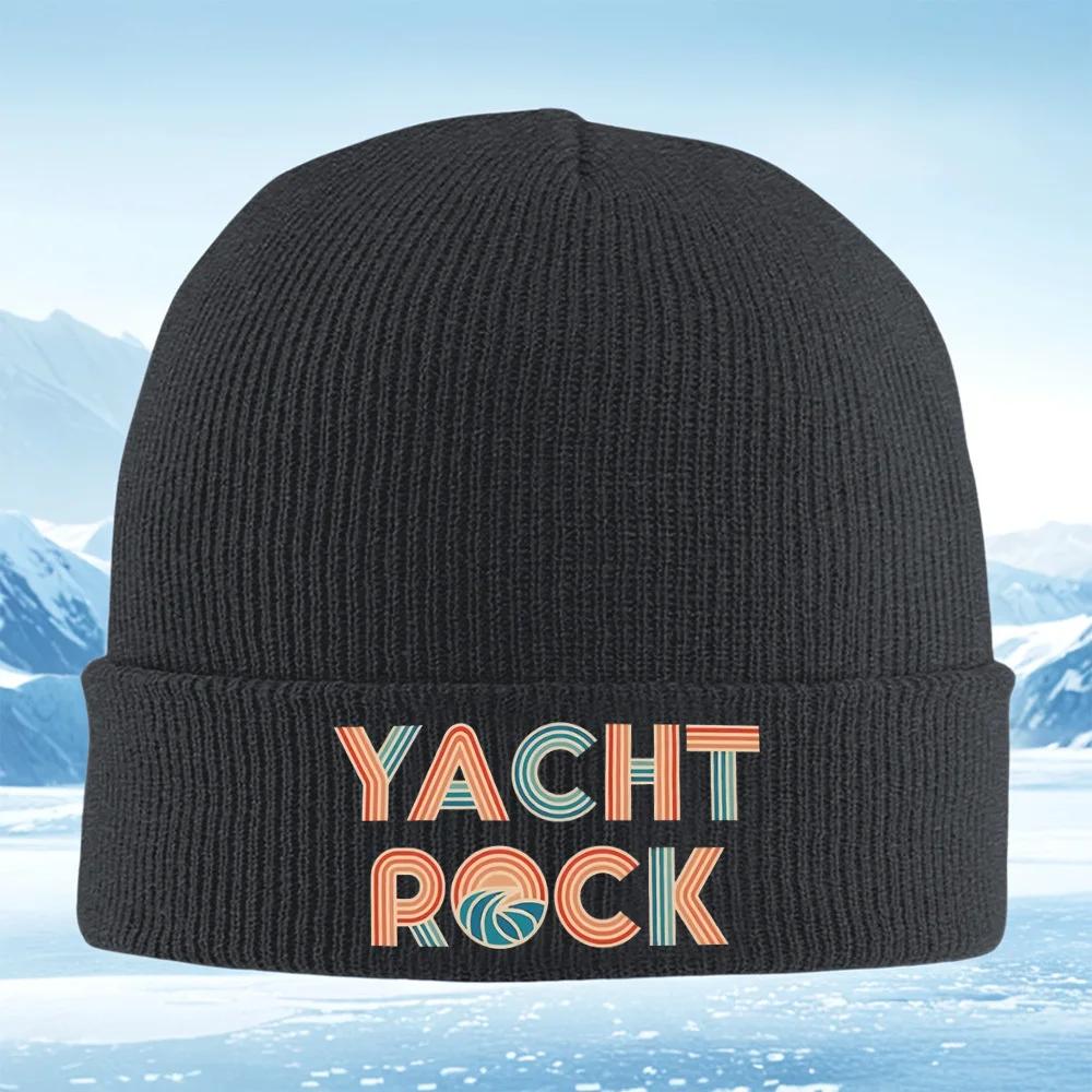 New Retro Yacht Rock text design Men Women Unisex Knitted Hat Beanie Pullover Cap Winter Thermal Warm Christmas Outdoor Cycling