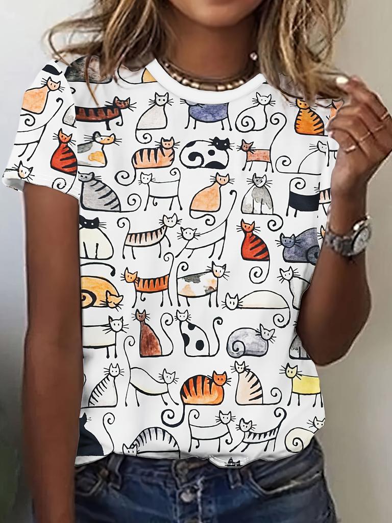 Cartoon Cat Toddler Girl Clothes 3D Print T-Shirts Children Top Summer Short Sleeve T-Shirts for Boys Tee Junior Girls' Clothing