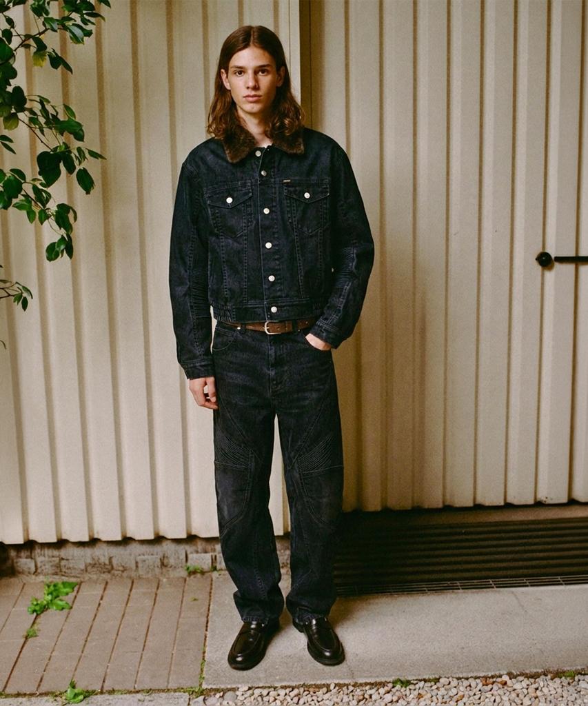 ADSB ANDERSSON BELL Unisex Padded Denim Bomber Jacket (Black)