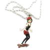 [P5980] - Designer Long Necklace 'Lilipoupettes' (skate Ride) Brown Black - 90x35 Mm