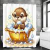 Cute Cartoon Sea Otter Shower Curtain, Bathroom Decorative Shower Curtain, Waterproof Shower Curtain with Hooks