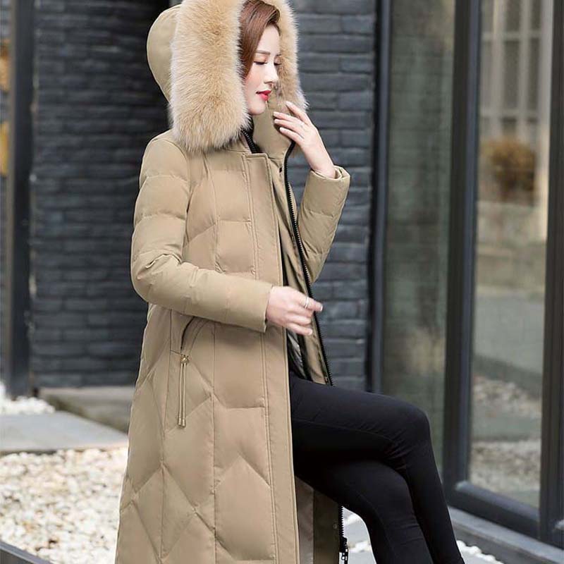 Пуховая хлопковая куртка, женская новая зимняя длинная утепленная хлопковая куртка до колена, свободная хлопковая куртка большого размера, женская