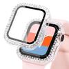 Сверкающий Чехол со стеклом для Apple Watch 44 45мм 41мм 40 42мм 44мм Алмазный бампер+Защитное стекло для Серии 11 10 9 8 7 5 6 SE