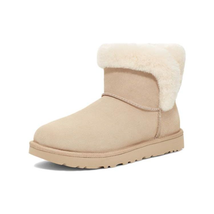UGG Женские короткие зимние сапоги из овчины и меха с круглым носком, бежевые 1153512-SWD