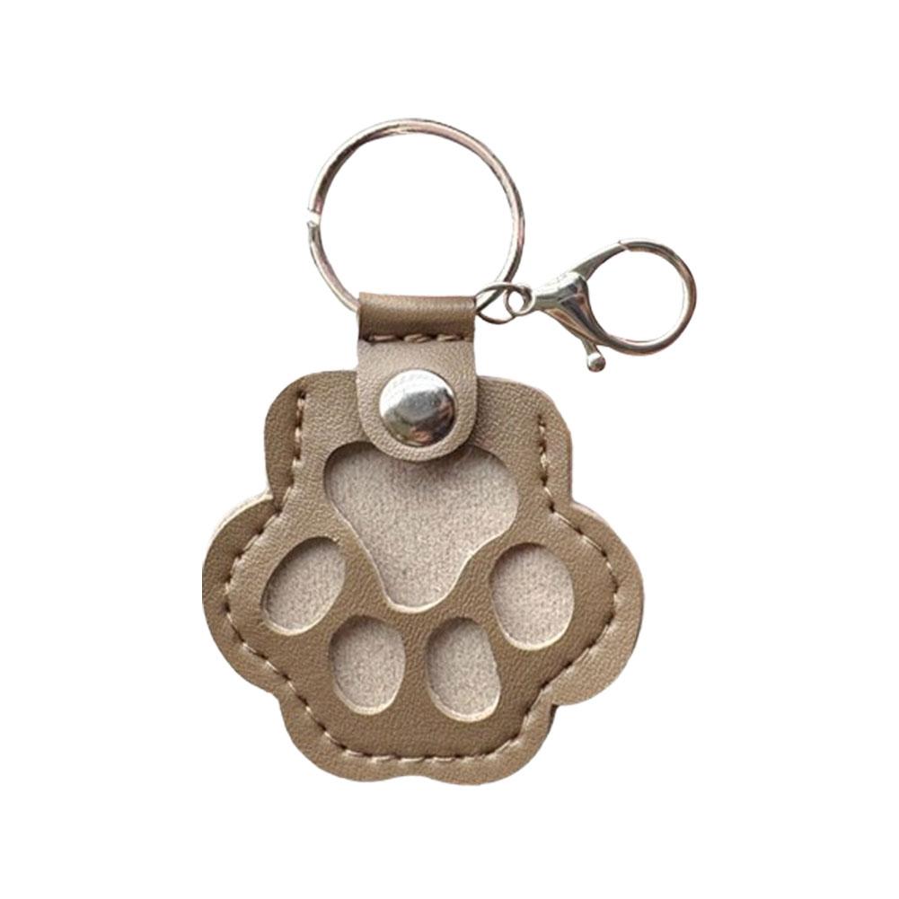Cute Cat Claw Hair Keychain Creative Puppy Pet Hair Storage Bag Keyring PU Leather Dogs Paw Pendant Hanging Accessory