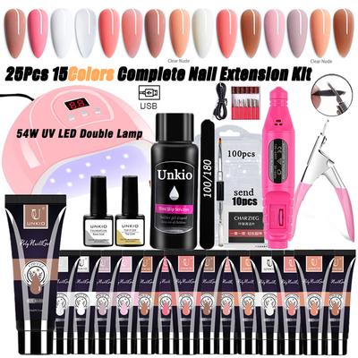 25/23 шт. большой набор быстрого наращивания полигеля для ногтей с 6/54 Вт USB УФ-светодиодной лампой для быстрого наращивания гель-лака для ногтей Набор наращивания ногтей