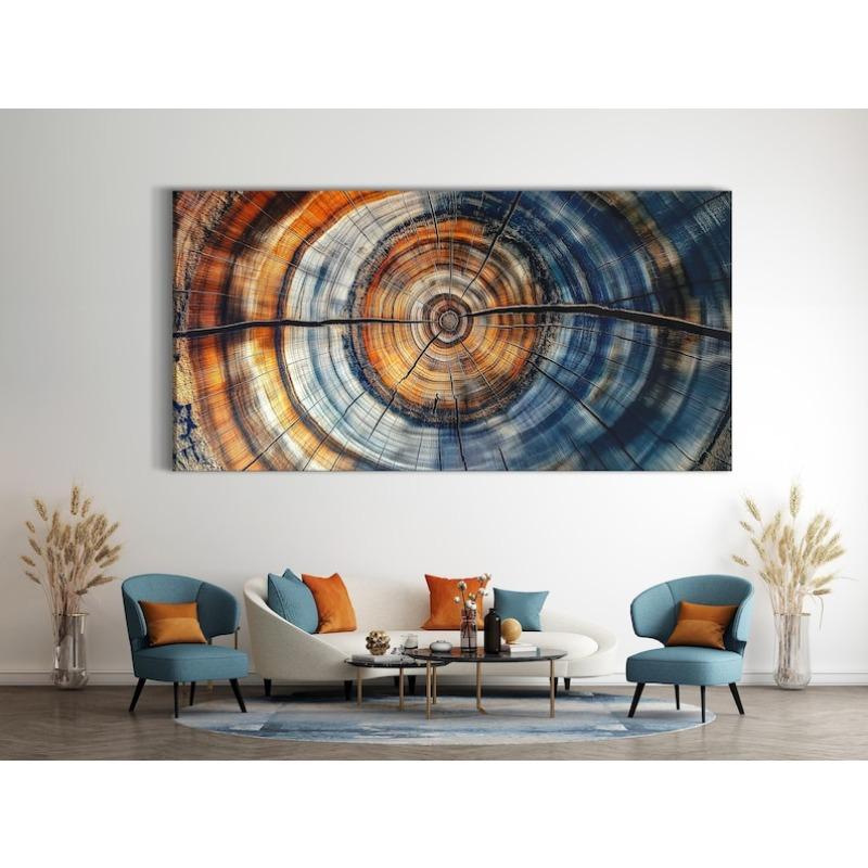 Office Decor -Abstract Tree Ring Canvas Art, Frameless Nordic Wall Decor for Living Room and Bedroom Decortions Gift