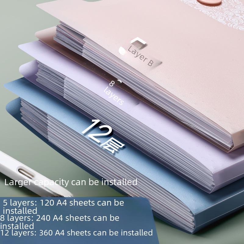 Симпатичная прозрачная папка-гармошка с 12 отделениями для документов формата А4 и студенческих работ