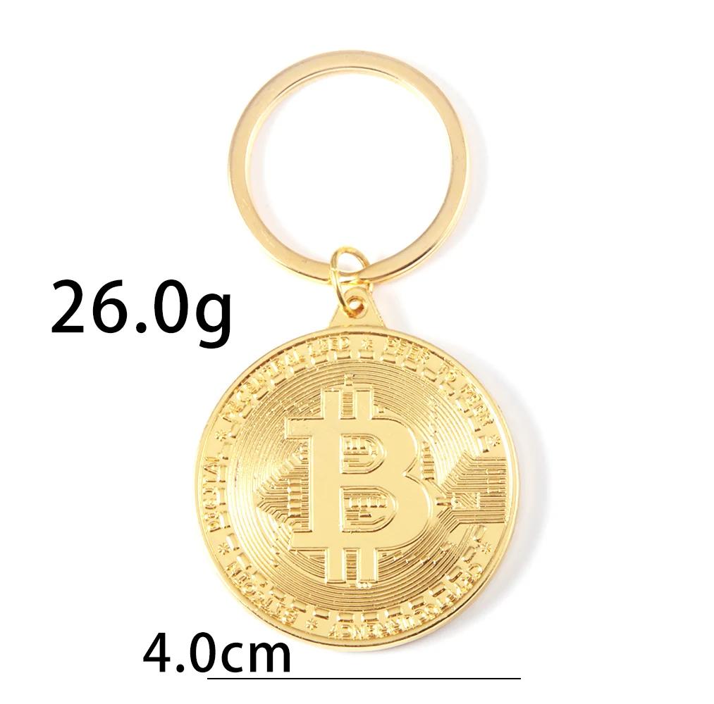 1/10Pcs Gold Plated Bitcoin Keychain Music Band Keyring Pendant Women and Men Jewelry Collection Gift