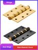 Solid Brass Door Hinge 4 Inch Brushed Heavy Wooden Door 3mm Thick Bearing Hinges Furniture Accessories Gold or Black Optional