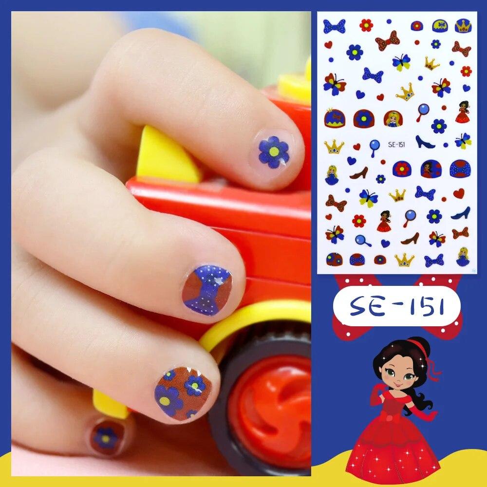 Новые детские наклейки для ногтей принцессы с героями мультфильмов, блестящие разноцветные цветы, наклейка «сделай сам», детская игрушка, каваи, украшения для девочек