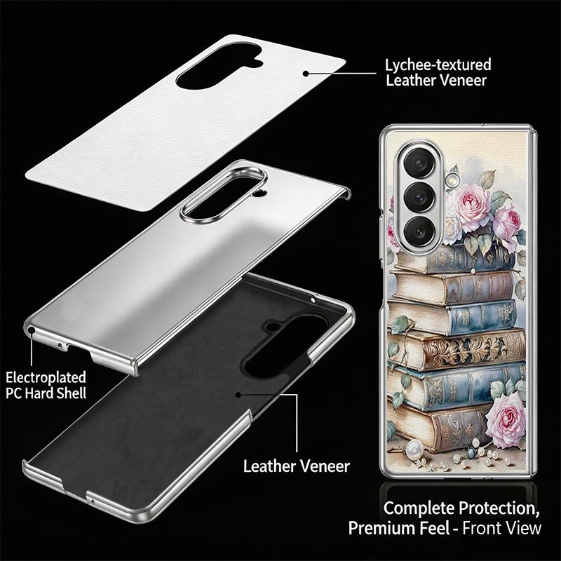 Ретро Чехол с акварельным цветочным принтом для Samsung Z Fold 8 Ultra 7 6 5 Роскошная Позолоченная Кожаная Накладка Жесткая Защитная Крышка Телефона для Galaxy Z Fold8 Fold7 Fold6