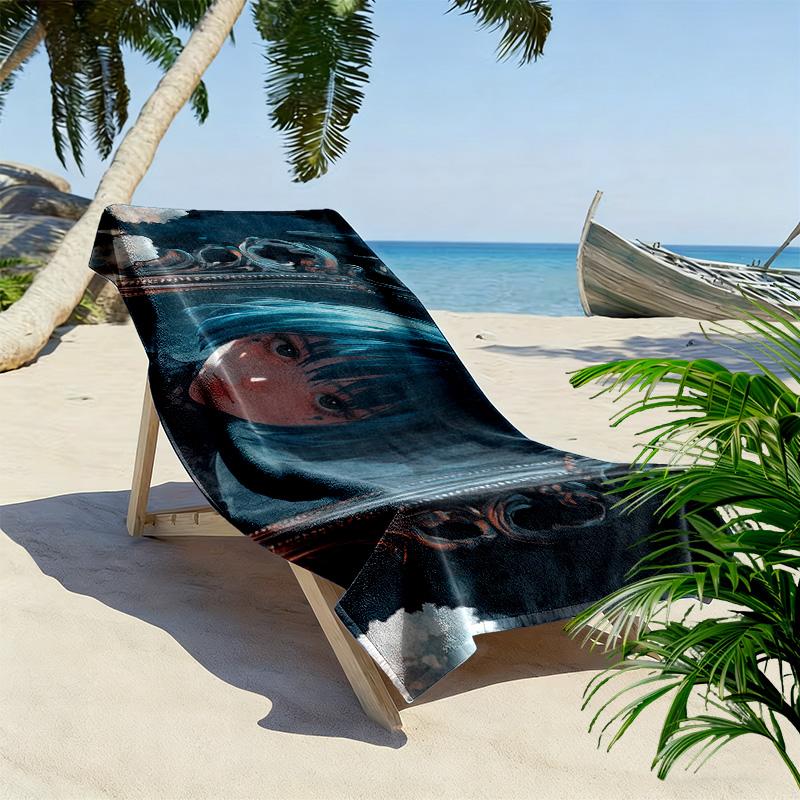 Dark-style girl 2D Flat Print Beach Towel, Large Soft Quick Dry Towel for Beach Camping SwimmingXSTJ0915236