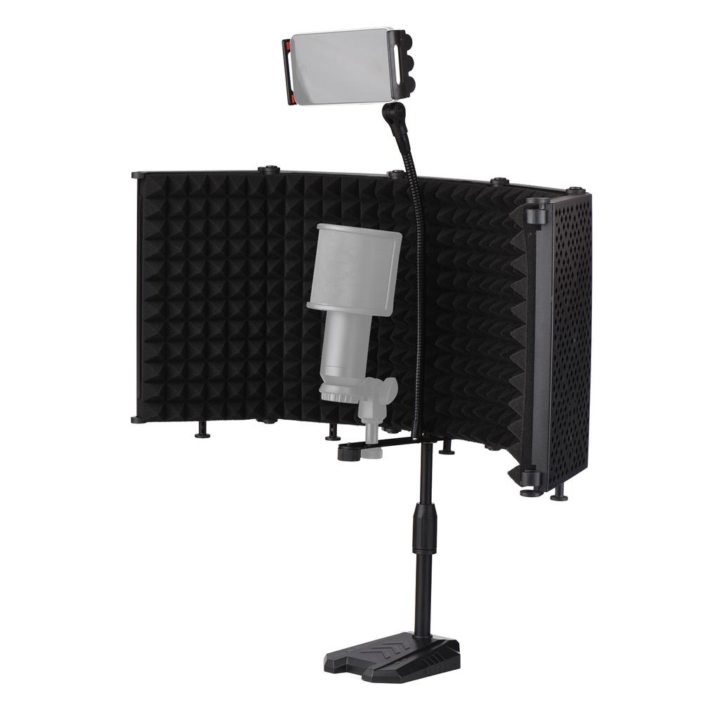 Складной изолирующий экран для микрофона, 5-панельный микрофон, звукопоглощающий пенопластовый отражатель с 3/8 дюйма и 5/8 дюйма