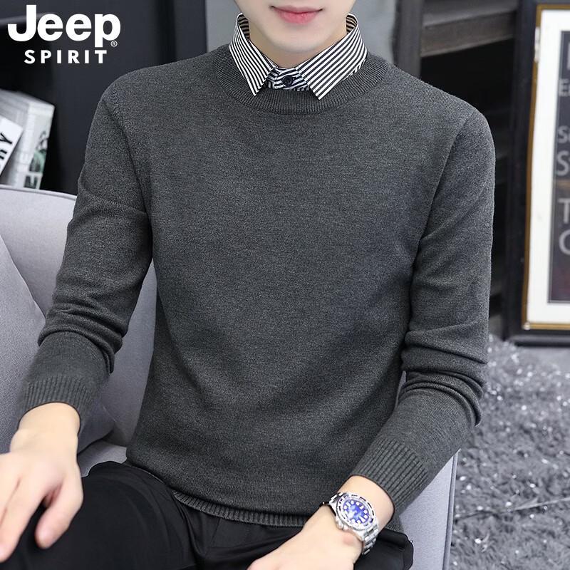 Мужской вязаный свитер JEEP SPIRIT с воротником-стойкой, имитирующий двухпредметный