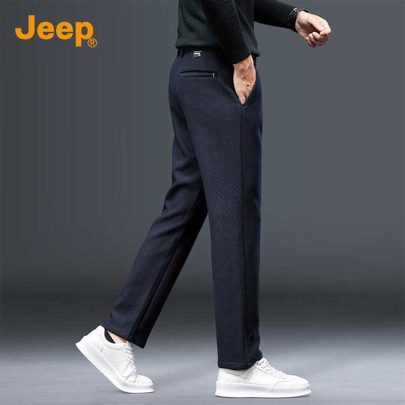 Jeep Мужские эластичные брюки прямого кроя на флисовой подкладке для повседневной носки