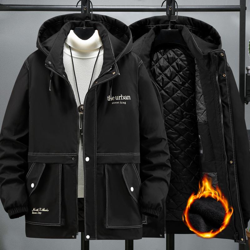 Мужская зимняя парка с капюшоном, толстая куртка, повседневная модная черная куртка, пальто, мужские зимние парки, большой размер 12XL 195 кг