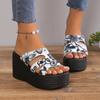 Fashion Women Wedge Slippers New Summer Floral Platforms Sandals Outdoor Open Toe High Heels Slippers Slides Women Zapatos De Mujer