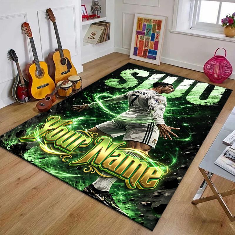 Number 7 Soccer Design Area Rug Personalized Name- Non-Slip, Soft & Cozy Floor Mat for Living Room, Office - Indoor/Outdoor Carpet