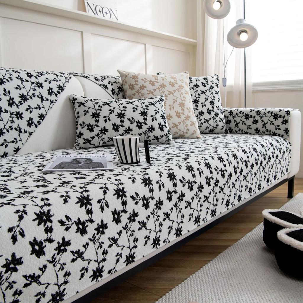 Gardenia Jacquard Sofa Cushion for Living Room Nordic Sofa Cover Chenille Non-slip Couch Cover Sofa Towel Home Protection