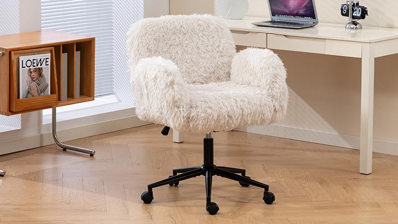 Office Chair, Five-Level Adjustable Armrests, Casters, Ergonomic, Thickened Backrest, Swivel, for Home Office, Vanity Table, Bedroom and Living Room